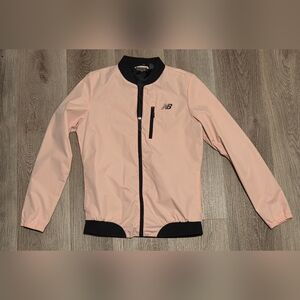 New Balance Pink Windbreaker Jacket Black Trim Women’s Size S.